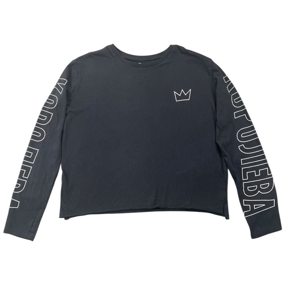 Cotton On Tbar Limited Cropped Tee Long Sleeve Graphic “Queen” Crown Black - S